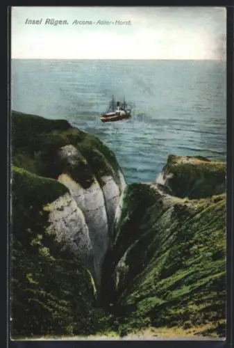 AK Arcona /Rügen, Arcona-Adler-Horst, Kreidefelsen, Schiff
