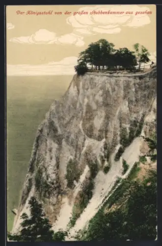 AK Königsstuhl /Rügen, Kreidefelsen von der grossen Stubbenkammer aus gesehen
