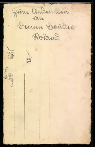 Foto-AK Roland auf einem Schaukelpferd