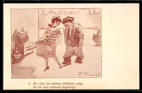 Künstler-AK sign. Paul Simmel: Berlin, Mann mit einer eleganten Dame