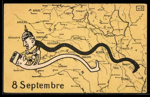 AK Französische Landkarte mit Verdun, Chalons und Toul, 8. Septembre