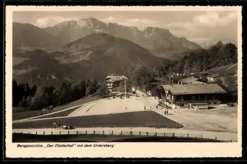 AK Obersalzberg, Berggasthaus Der Platterhof mit dem Untersberg
