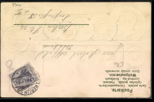 AK Italien, Geld-Münzen und Nationalflagge