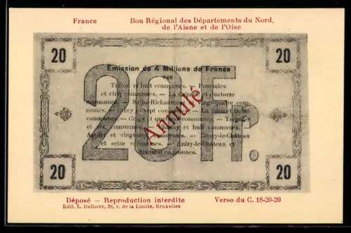 AK France, Geldschein über zwanzig Francs