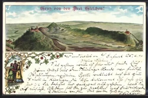 AK Drei Gleichen, Panorama mit Burg