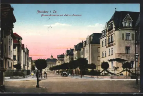 AK Zwickau i. Sa., Bismarckstrasse, Lehrerseminar