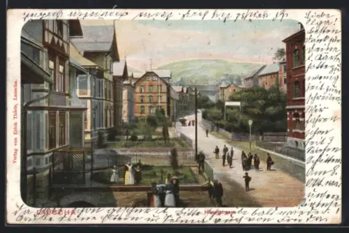 Lithographie Lauscha, Partie in der Hauptstrasse