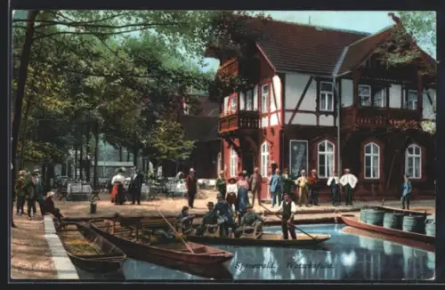 AK Lübbenau, Gasthof Wotschofska, Kähne, Ausflugsgäste