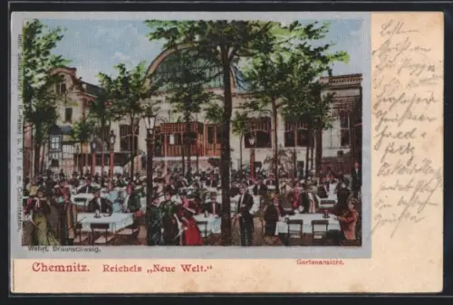 AK Chemnitz, Reichels Neue Welt, Gartenansicht