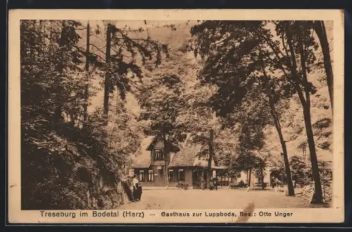 AK Treseburg im Bodetal, Gasthaus zur Luppbode, Bes. Otto Unger, Aussenansicht
