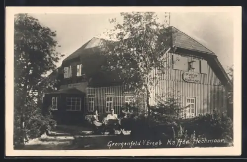 AK Georgenfeld i. Erzgeb., Kaffee Hochmoor, Aussenbereich für Gäste