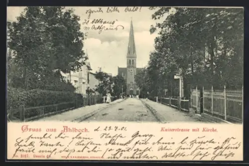 AK Ahlbeck, Kaiserstrasse mit Kirche