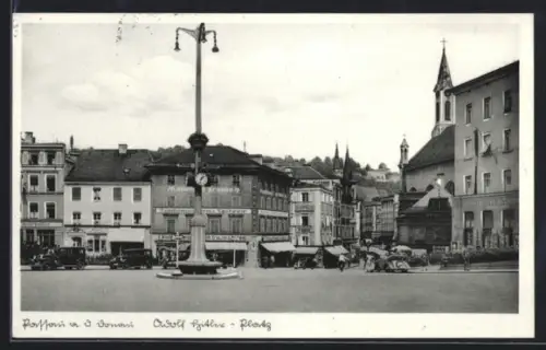 AK Passau, Partie am Platz, flagge
