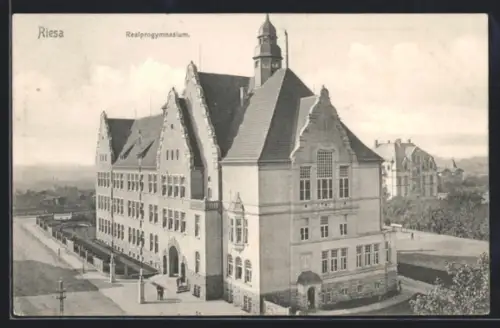 AK Riesa, Realprogymnasium aus der Vogelschau