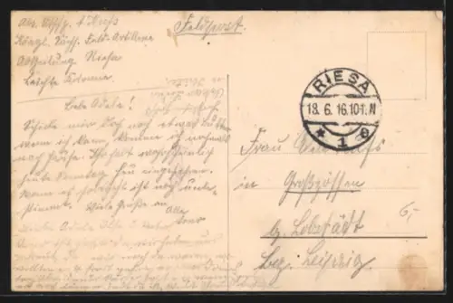 AK Riesa a. Elbe, Partie vor der Mädchenschule