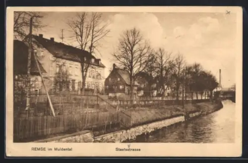 AK Remse im Muldental, Ortspartie an der Staatsstrasse