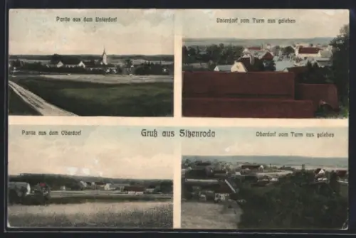 AK Sitzenroda, Partien aus Unterdorf u. Oberdorf, Ansichten vom Turm