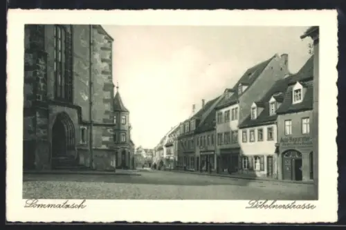 AK Lommatzsch, Döbelnerstrasse, Kirche, Auto-Reparaturwerkstatt