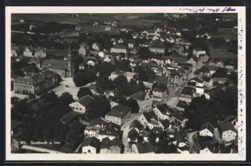 AK Simbach a. Inn, Ortsansicht aus der Vogelperspektive