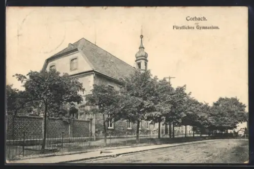 AK Corbach, Fürstliches Gymnasium mit Strasse