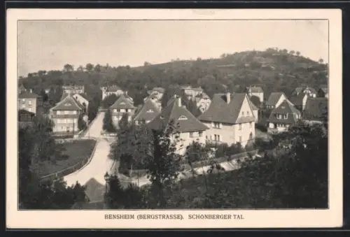 AK Bensheim /Bergstrasse, Schonberger Tal, Ortsansicht aus der Vogelschau