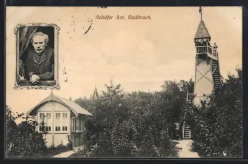 AK Radbruch, Schäfer Ast, Aussichtsturm, Gartenhaus, Portrait