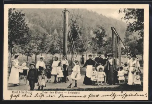 AK Bad Harzburg, Unter den Eichen, Spielplatz mit Besuchern