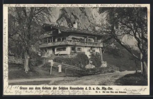 AK Rosenheim, Bauernhaus der Sektion Rosenhiem d. D. u. Oe. Alpen-Vereins