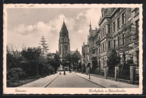 AK Dessau, Funkplatz und Petruskirche