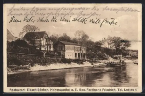 AK Hohenwarthe a. E., Restaurant Elbschlösschen von Ferdinand Friedrich