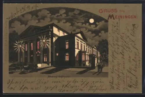 Mondschein-Lithographie Meiningen, Herzogliches Hoftheater