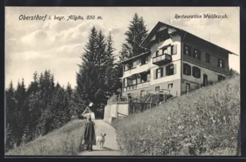 AK Oberstdorf / Bayr. Allgäu, Blick zum Gasthaus Waldesruh