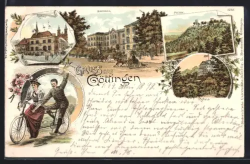 Lithographie Göttingen, Hotel Rohns, Auditorium, Rathaus