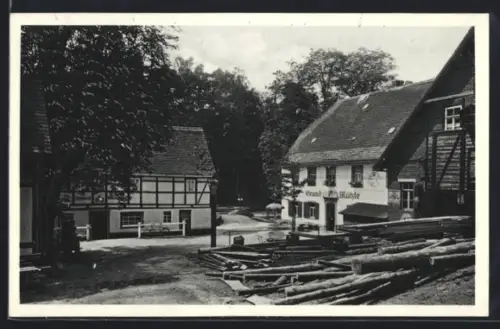 AK Liegau, Partie am Gasthaus Grundmühle
