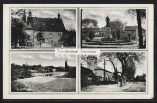 AK Sömmerda, Rathaus, Stadtbad, Angerdenkmal