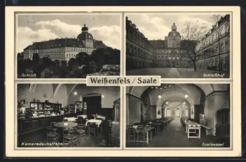 AK Weissenfels /Saale, Schloss u. Kaserne d. E. I.-R. 53, Innenansichten Kameradschaftsheim und Speisesaal