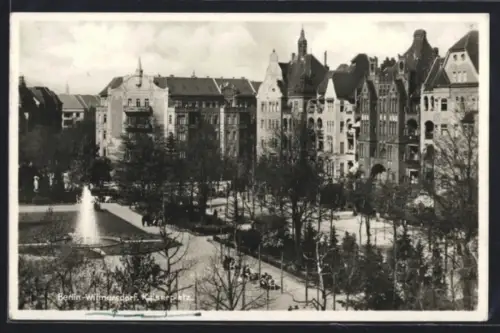 AK Berlin-Wilmersdorf, Kaiserplatz mit Brunnen aus der Vogelschau