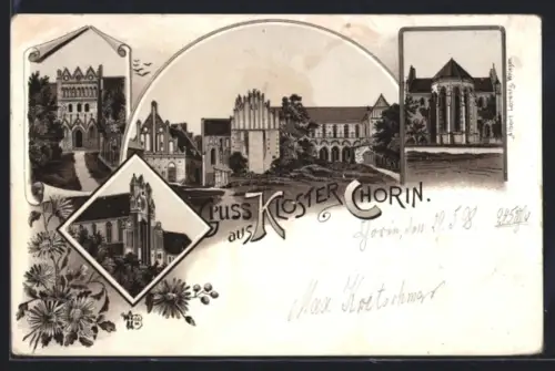 Lithographie Kloster Chorin, Partien aus dem Kloster