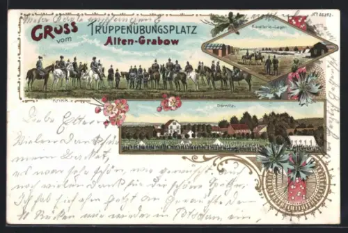 Lithographie Alten-Grabow, Truppenübungsplatz, Kavallerie-Lager, Dörnitz
