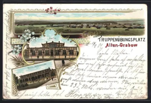 Lithographie Alten-Grabow, Truppenübungsplatz, Kasino