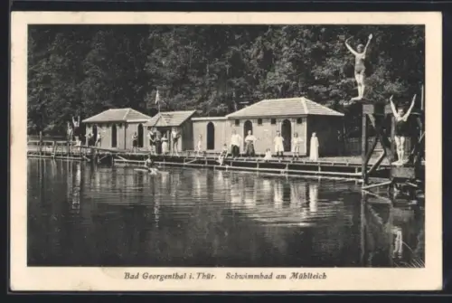 AK Bad Georgenthal i. Thür, Schwimmbad am Mühlteich