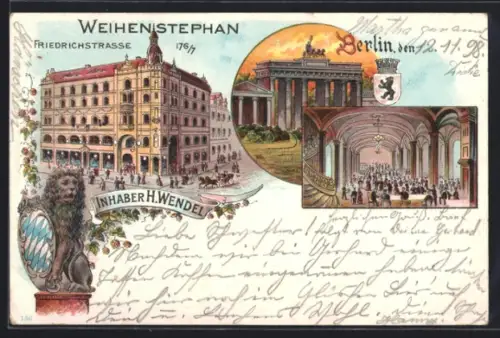 Lithographie Berlin, Weihenstephan, Friedrichstrasse 176 /177, Speisesaal
