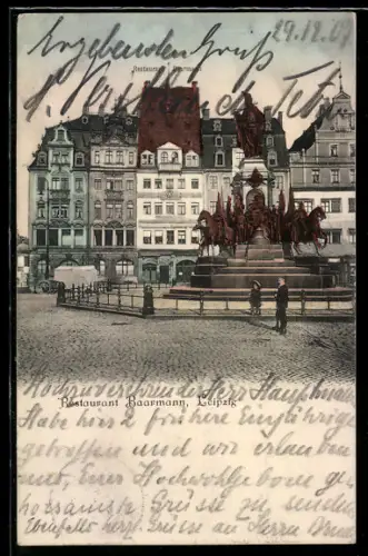 AK Leipzig, Restaurant Baarmann mit Denkmal
