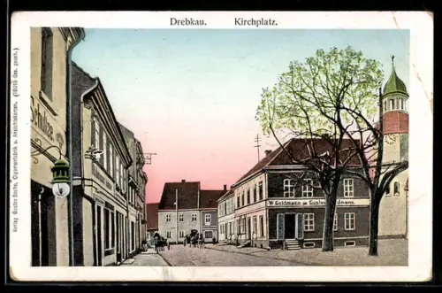 AK Drebkau, Restaurant W. Goldmann am Kirchplatz