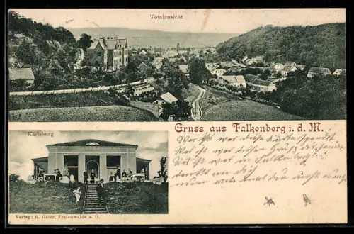 AK Falkenberg, Gasthaus zur Karlsburg, Totalansicht