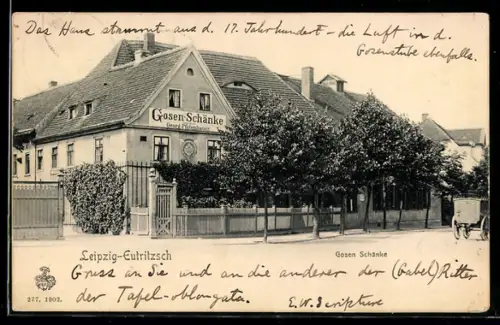 AK Leipzig-Eutritzsch, Restaurant Gosen-Schänke, Inh. Georg Pfotenhauer