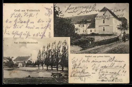 AK Weidenbach / Obhausen, Gasthof zum grünen Schild, Kgl. Domäne Weidenbach