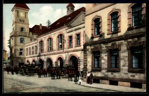 AK Chemnitz, Einsatzwagen vor der Hauptfeuerwehrwache