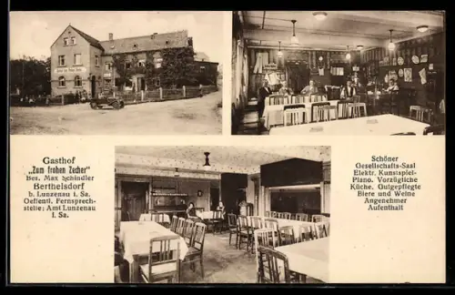 AK Berthelsdorf b. Lunzenau, Gasthof zum frohen Zecher, Bes. Max Schindler
