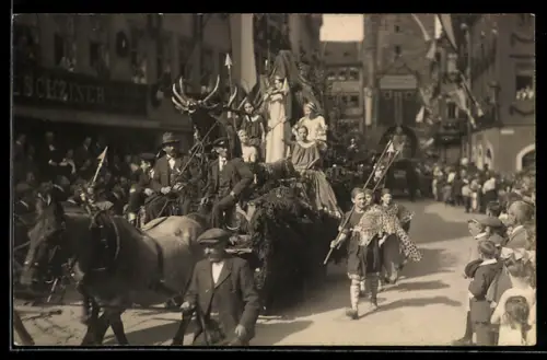Foto-AK Coburg, Einweihung der Veste Coburg 1924, Festwagen aus dem Festzug